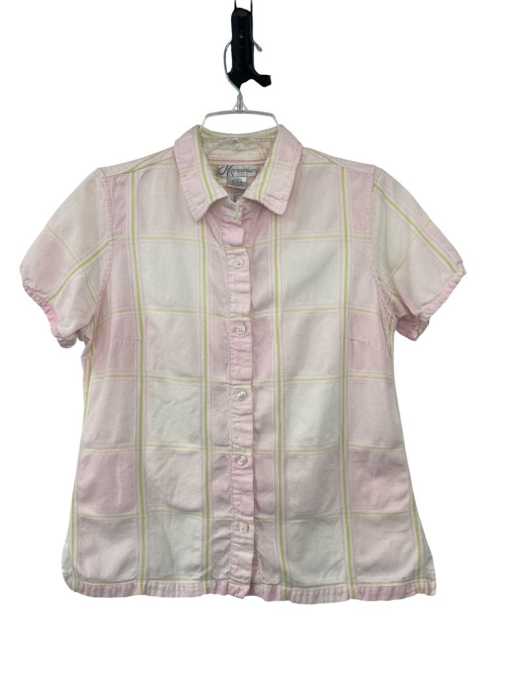 Vintage Dressbarn 2pc Pink Plaid Shirt Tank Womens M Used Cotton Blend Pastels